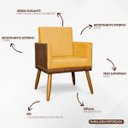 Ver imagem 3 de Kit 2 Poltronas Decorativa para Sala Recepção Escritório Consultório Lis Corino Peroba e Suede