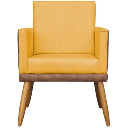 Kit 2 Poltronas Decorativa para Sala Recepção Escritório Consultório Lis Corino Peroba e Suede - 5