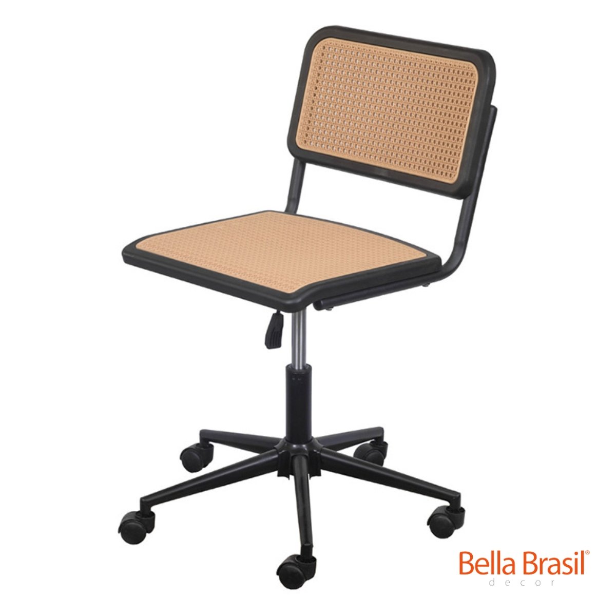 Cadeira Vera Base Giratória sem Braço - Bella Brasil Decor 126 - Bella Brasil Decor Preto/bege - 1