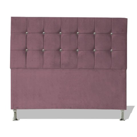 Cabeceira de Cama Box Cristal Queen 160 Cm Botão Strass Suede Rosê do Lar Móveis