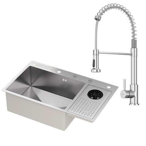 Kit Cuba Gourmet Zurique Aço Inox 304 e Torneira Gourmet Milão Monocomando Goldenx