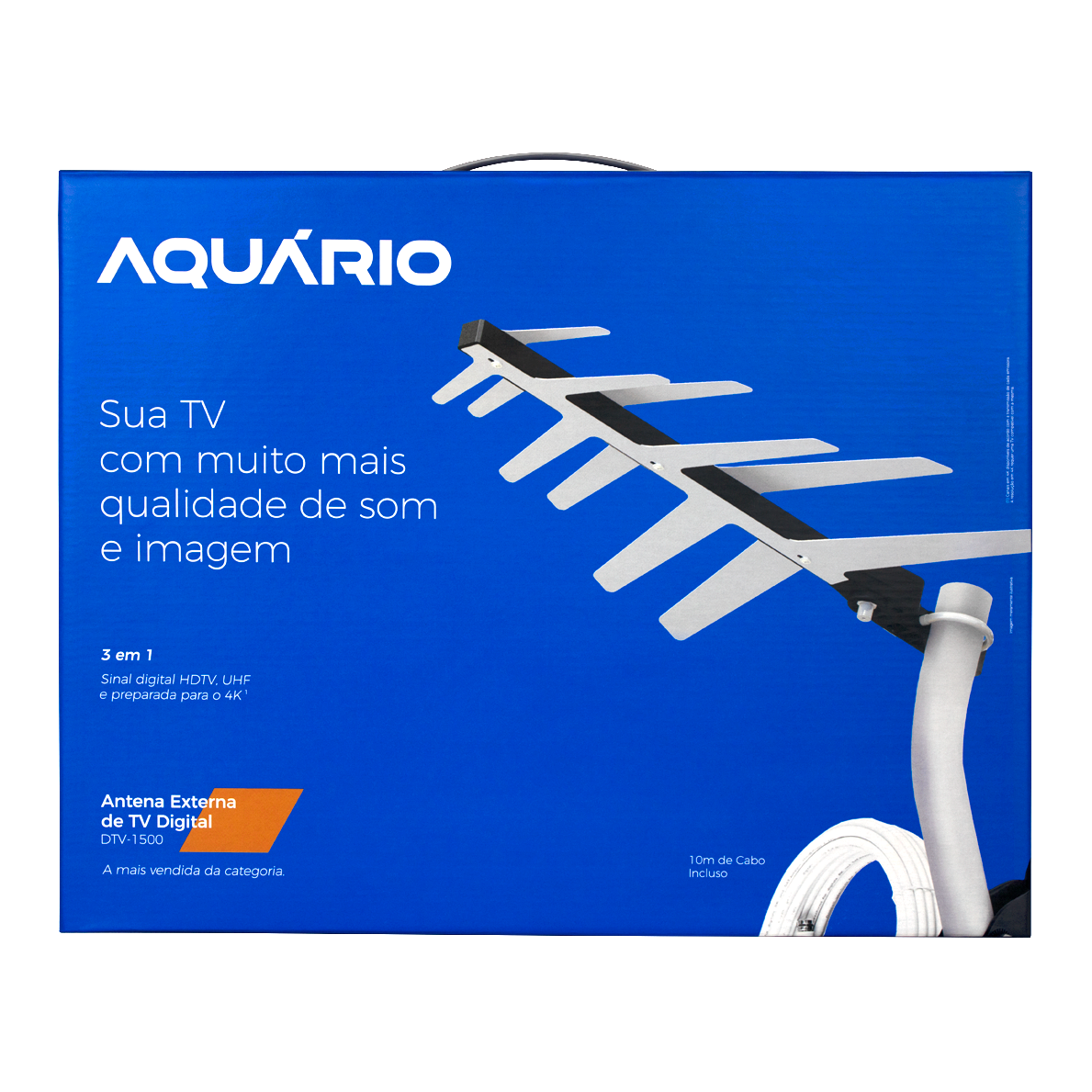 Antena Externa Tv Uhf Hdtv Dtv-1500 Aquario Cabo E Suporte - 2
