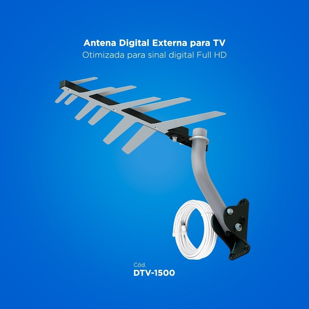 Antena Externa Tv Uhf Hdtv Dtv-1500 Aquario Cabo E Suporte - 3