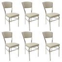 Ver imagem 1 de Kit 6 Cadeiras Cozinha Reforço Cromada Assento Grosso Confortável Encosto Estofado Cor Prata