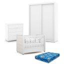 Ver imagem 1 de Quarto de Bebe 2 Portas Tutto New com Capitonê New Boucle e Gaveteiro Branco Acetinado com Colchão o
