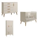 Ver imagem 2 de Quarto Completo Isis para Bebê Berço 2 em 1 Guarda-Roupa 3 Portas Cômoda Sapateira 100% MDF