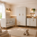 Ver imagem 1 de Quarto Completo Isis para Bebê Berço 2 em 1 Guarda-Roupa 3 Portas Cômoda Sapateira 100% MDF