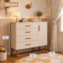 Ver imagem 4 de Quarto Completo Isis para Bebê Berço 2 em 1 Guarda-Roupa 3 Portas Cômoda Sapateira 100% MDF