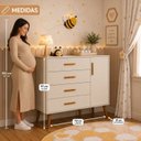 Ver imagem 7 de Quarto Completo Isis para Bebê Berço 2 em 1 Guarda-Roupa 3 Portas Cômoda Sapateira 100% MDF