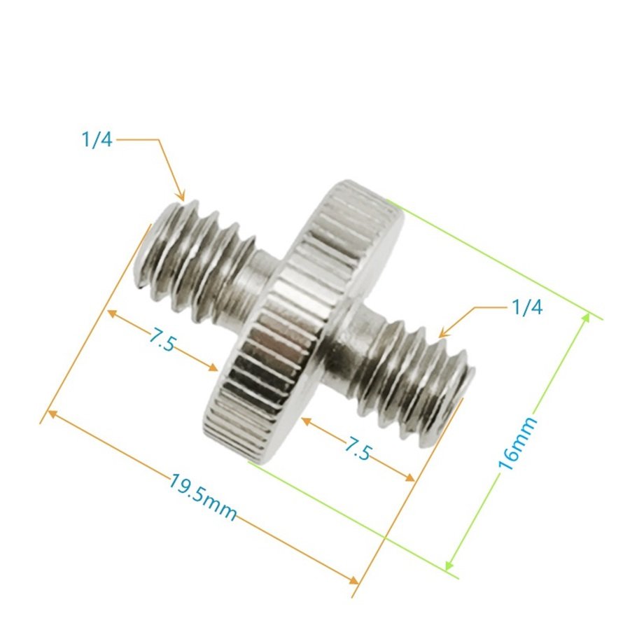 Kit 3pc Parafuso Macho1/4-1/4 + Espaçador 1/4-3/8 + Redução - 3