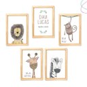 Ver imagem 1 de Kit 5 Quadros Decorativos Infantil Safari com Moldura:pinus