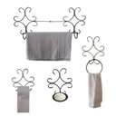 Ver imagem 1 de Kit Banheiro Artesanal, Toalha, Papel e Sabonete em Ferro Rústico