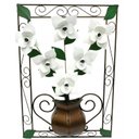 Ver imagem 1 de Quadro para Sala de Ferro Artesanal para Parede Decoração com Flores - Branco