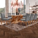 Ver imagem 1 de Mesa de Jantar 8 Lugares Genova com Vidro Cinamomo/Off White/Cinza - Cel Móveis