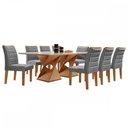 Ver imagem 2 de Mesa de Jantar 8 Lugares Genova com Vidro Cinamomo/Off White/Cinza - Cel Móveis