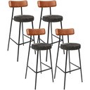 Ver imagem 1 de Kit 04 Banquetas Alta Cozinha Sala Jantar Aço Milão L02 Couríssimo Camel Linho Chumbo - Lyam Decor