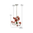 Ver imagem 2 de Lustre para Quarto Infantil Menina Artesanal com 03 Lâmpadas de Rosas - Vermelho Escuro