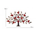 Ver imagem 2 de Árvore de Parede Ferro e Lata Artesanal Rústico com Flores - Vermelho Escuro