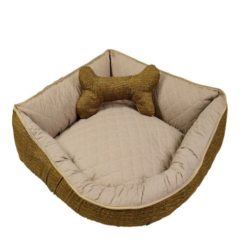 Cama Pet de Canto Luna Extra Grande Quadrada Impermeável: Avelã e Cacau