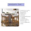 Ver imagem 2 de Banquetas Ônix Bancada Cozinha Pés Madeira com Apoio Assento Estofado em Linho com 4 Unidades
