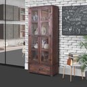 Ver imagem 1 de Cristaleira Antiga Madeira Maciça Rustica Imbuia Shop JM