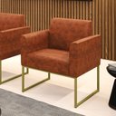 Ver imagem 1 de Poltrona Sala Decorativa Marisa Industrial Dourado Sintético Pu D03 - D’Rossi