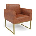 Ver imagem 2 de Poltrona Sala Decorativa Marisa Industrial Dourado Sintético Pu D03 - D’Rossi