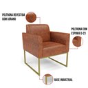 Ver imagem 3 de Poltrona Sala Decorativa Marisa Industrial Dourado Sintético Pu D03 - D’Rossi