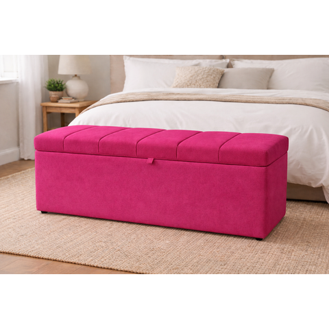 Recamier Calçadeira Baú Carla para Quarto Cama Casal 140 Cm Suede Rosa Pink do Lar Móveis e Decoraçã
