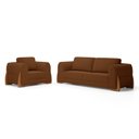 Ver imagem 1 de Kit Poltrona e Sofá Bloom 160cm 02 Lugares com Pés de Madeira Bouclê Terracota - Desk Design