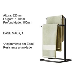 Kit Acessórios para Bannheiro Lixeira Suporte Papel Higiênico e Porta Toalha Duplo - ÉdeCasaMóveis                                              - 8