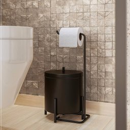 Kit Acessórios para Bannheiro Lixeira Suporte Papel Higiênico e Porta Toalha Duplo - ÉdeCasaMóveis                                              - 15