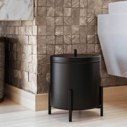 Kit Acessórios para Bannheiro Lixeira Suporte Papel Higiênico e Porta Toalha Duplo - ÉdeCasaMóveis                                              - 6