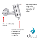 Ver imagem 3 de Torneira Tanque Deca Link Cromada de Parede Bico Mangueira