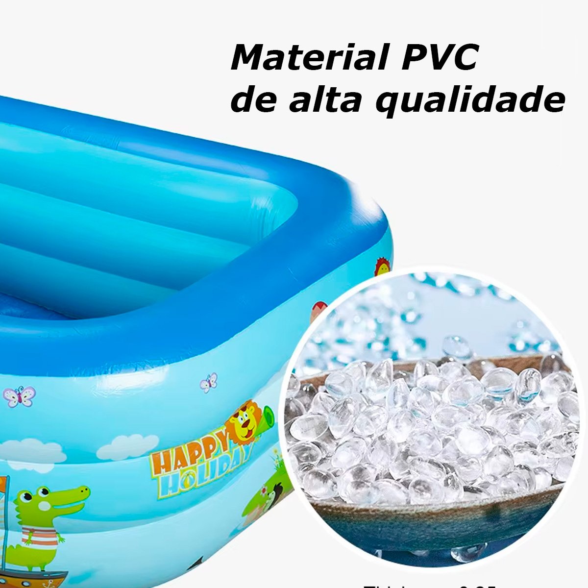 Piscina Inflável Infantil Retangular Suplayer Family Funpool Azul 380 Litros - 4