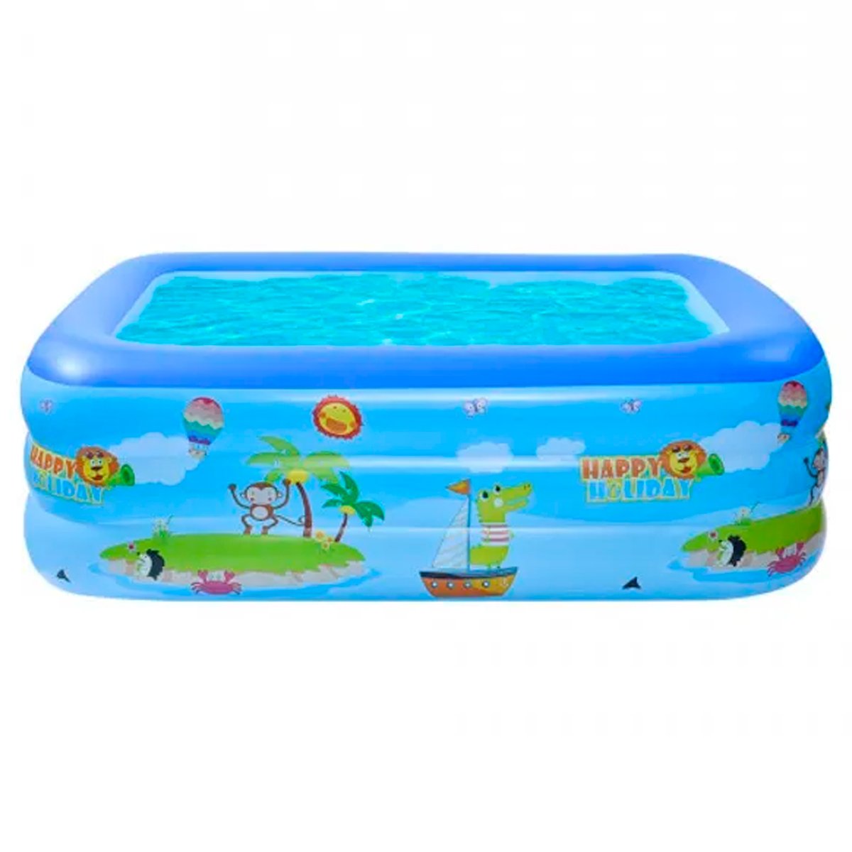 Piscina Inflável Infantil Retangular Suplayer Family Funpool Azul 380 Litros - 11