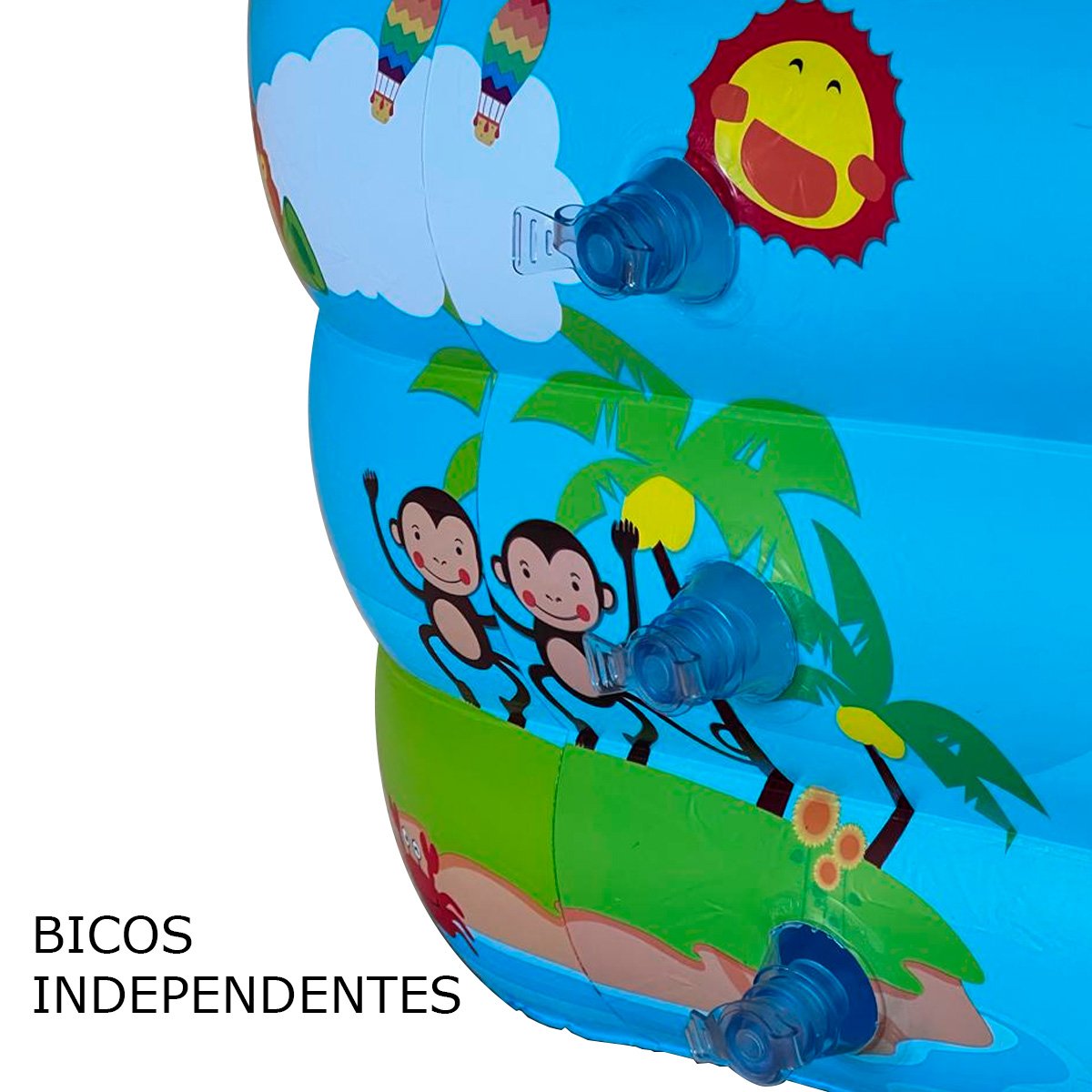 Piscina Inflável Infantil Retangular Suplayer Family Funpool Azul 380 Litros - 6