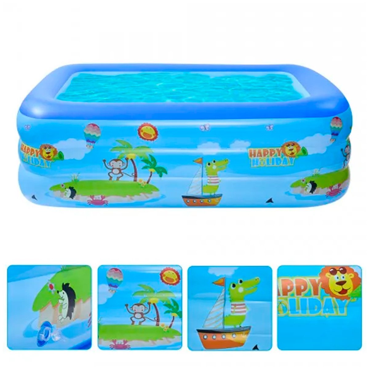 Piscina Inflável Infantil Retangular Suplayer Family Funpool Azul 380 Litros - 3