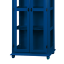 Ver imagem 3 de Cristaleira Colonial de Madeira 2 Portas com Pés Torneados - Azul Bic Laca