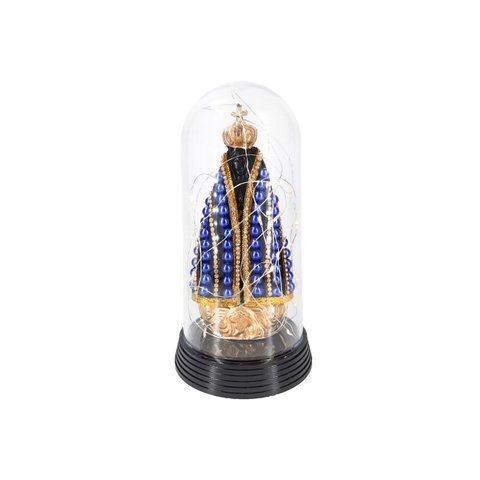 Luminária Imagem Nossa Senhora Aparecida Padroeira Do Brasil com Redoma Led Branco Quente Grande 19 