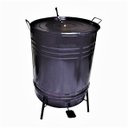 Ver imagem 1 de Lixeira de Tambor em Aço Com Suporte Pedal Preta 70 Litros