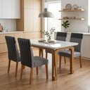 Ver imagem 7 de Conjunto de Jantar Nadine 4 Lugares Mesa 120cm Tampo MDF com Vidro Cinza Viero Móveis