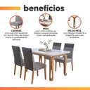 Ver imagem 3 de Conjunto de Jantar Nadine 4 Lugares Mesa 120cm Tampo MDF com Vidro Cinza Viero Móveis