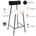 Ver imagem 4 de Kit 02 Banquetas Baixa Cozinha Sala Jantar Bancada Milão L02 Couríssimo Preto Linho Cru - lyam decor