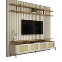Ver imagem 2 de Rack com Painel Ripado e Prateleira para Sala Bend Smart 240cm MDF Louro e Luna com Dourado Casa Lar