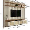 Ver imagem 5 de Rack com Painel Ripado e Prateleira para Sala Bend Smart 240cm MDF Louro e Luna com Dourado Casa Lar