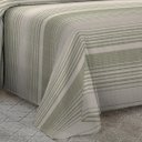 Ver imagem 5 de Kit Cobre Leito King Size Com Fronhas Em Piquet Algodão 3 Peças Listrado Verde Oliva e Palha