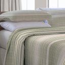 Ver imagem 2 de Kit Cobre Leito King Size Com Fronhas Em Piquet Algodão 3 Peças Listrado Verde Oliva e Palha