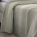 Ver imagem 4 de Kit Cobre Leito King Size Com Fronhas Em Piquet Algodão 3 Peças Listrado Verde Oliva e Palha