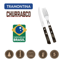 Jogo Para Churrasco Talheres Tramontina Aço Inox 12 Peças Polywood Faca e Garfo - 6 Jogo Para Churrasco Talheres Tramontina Aço Inox 12 Peças Polywood Faca e Garfo - 6